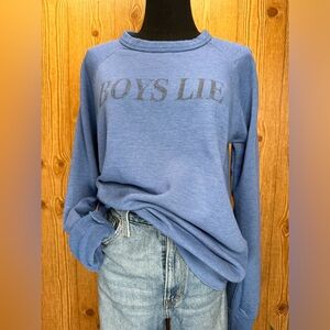 🟢Women’s Lightweight Crewneck Blue Sweatshirt Sz S Boys Lie Casual Fall